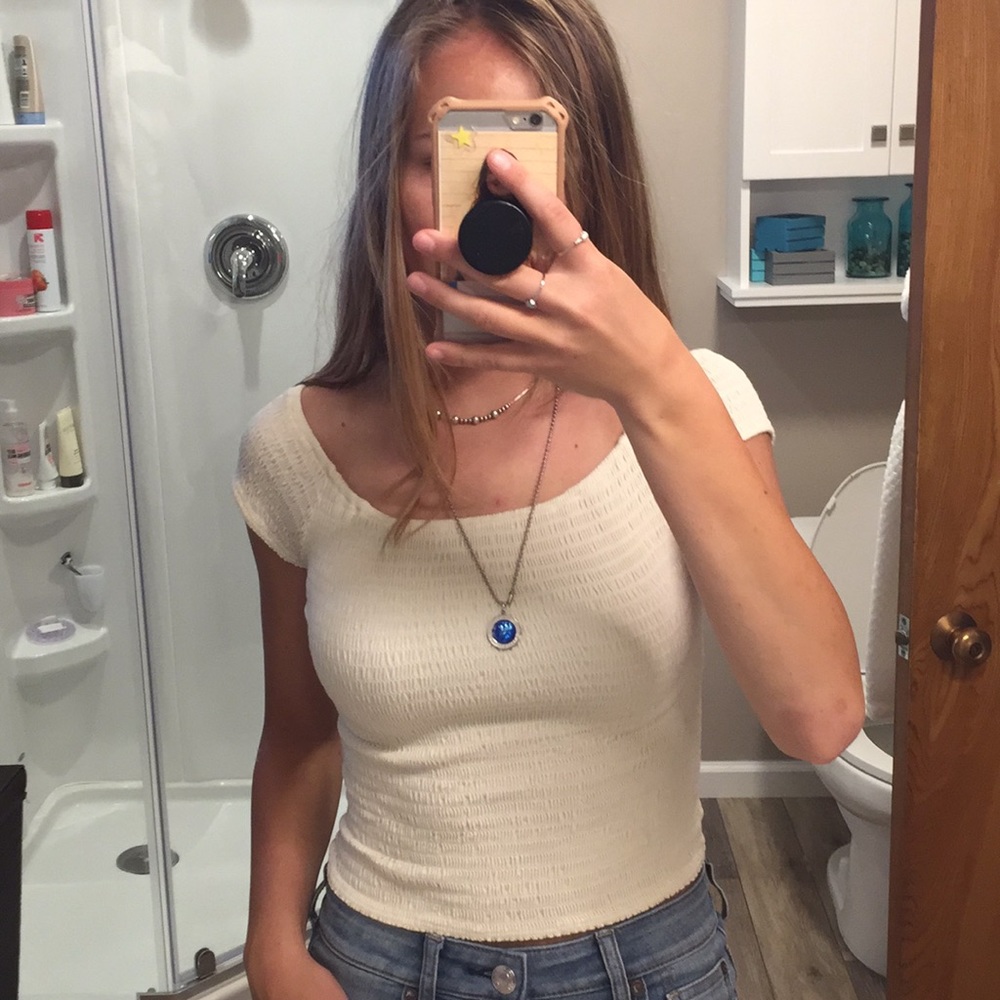 (2for$20)cream brandy scrunch tee